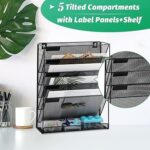 EASEPRES Desk File Organizer Mesh 5-Tier, Hanging Wall Mount Document Organization Stand - Image 2