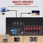 Pyle 5.2 Channel Hi-Fi Home Theater Receiver - 1000W MAX Wireless BT Surround Sound Stereo Amplifier System - Image 2