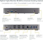 StarTech.com USB-C & USB-A Dock - Hybrid Universal Triple Monitor Laptop Docking Station w/DisplayPort - Image 2